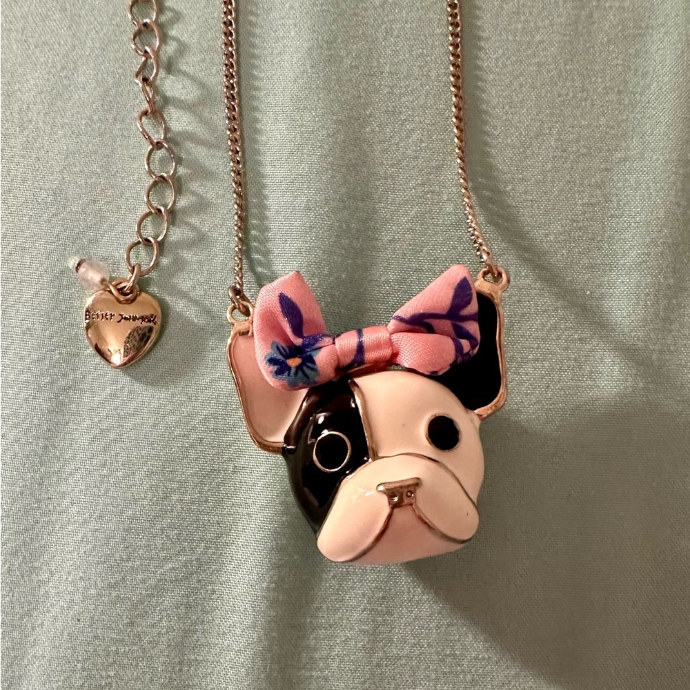 Betsey Johnson Pink and Black Dog Necklace
